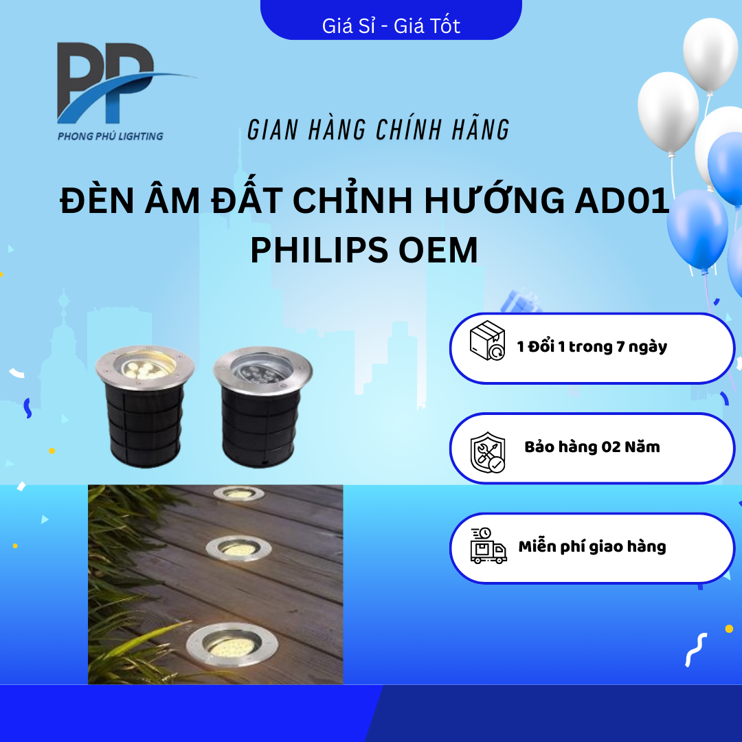 ĐÈN ÂM ĐẤT CHỈNH HƯỚNG AD01 PHILIPS OEM